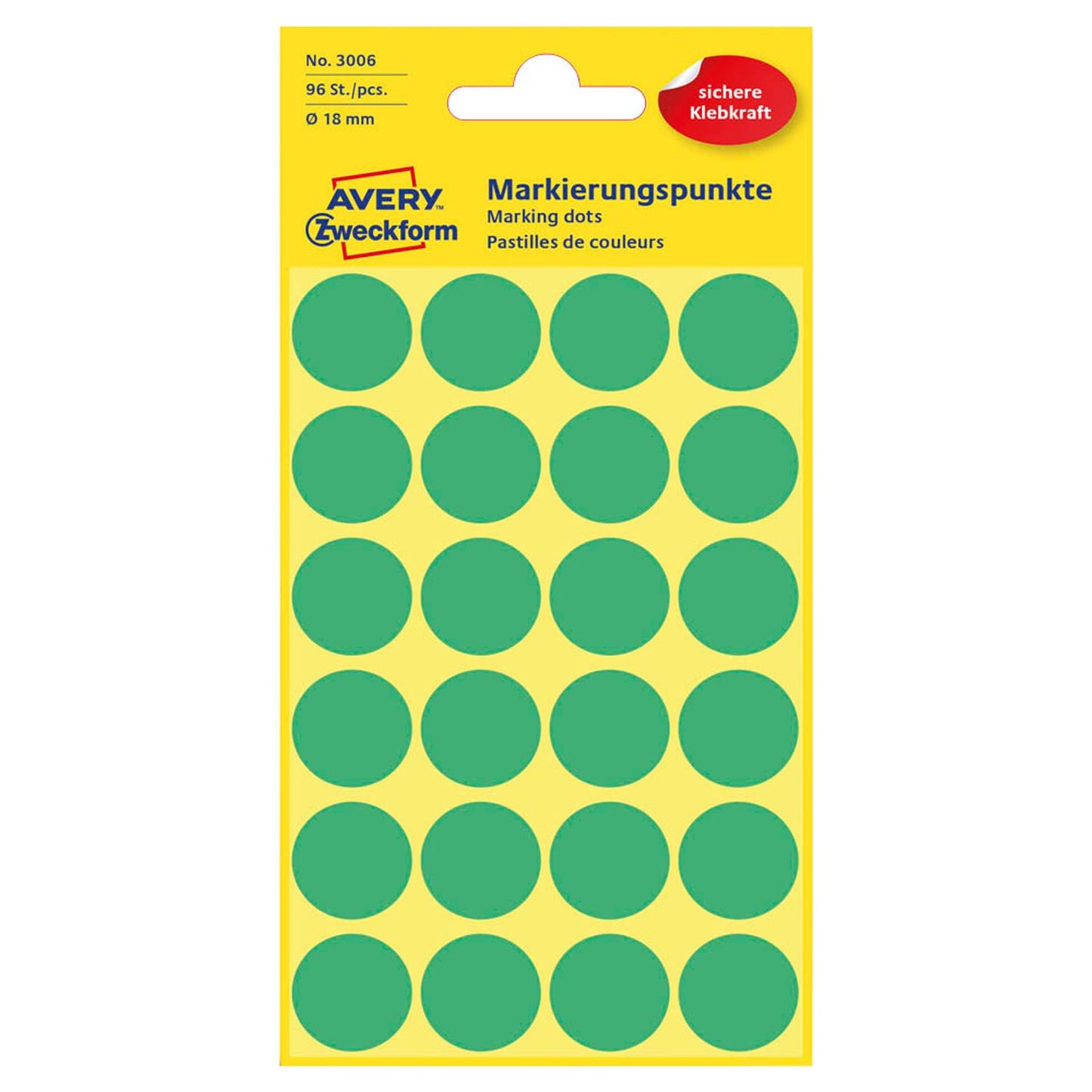 AVERY Zweckform Klebepunkte grün Ø 18,0 mm | 3006 | 1 Pack = 96 St.
