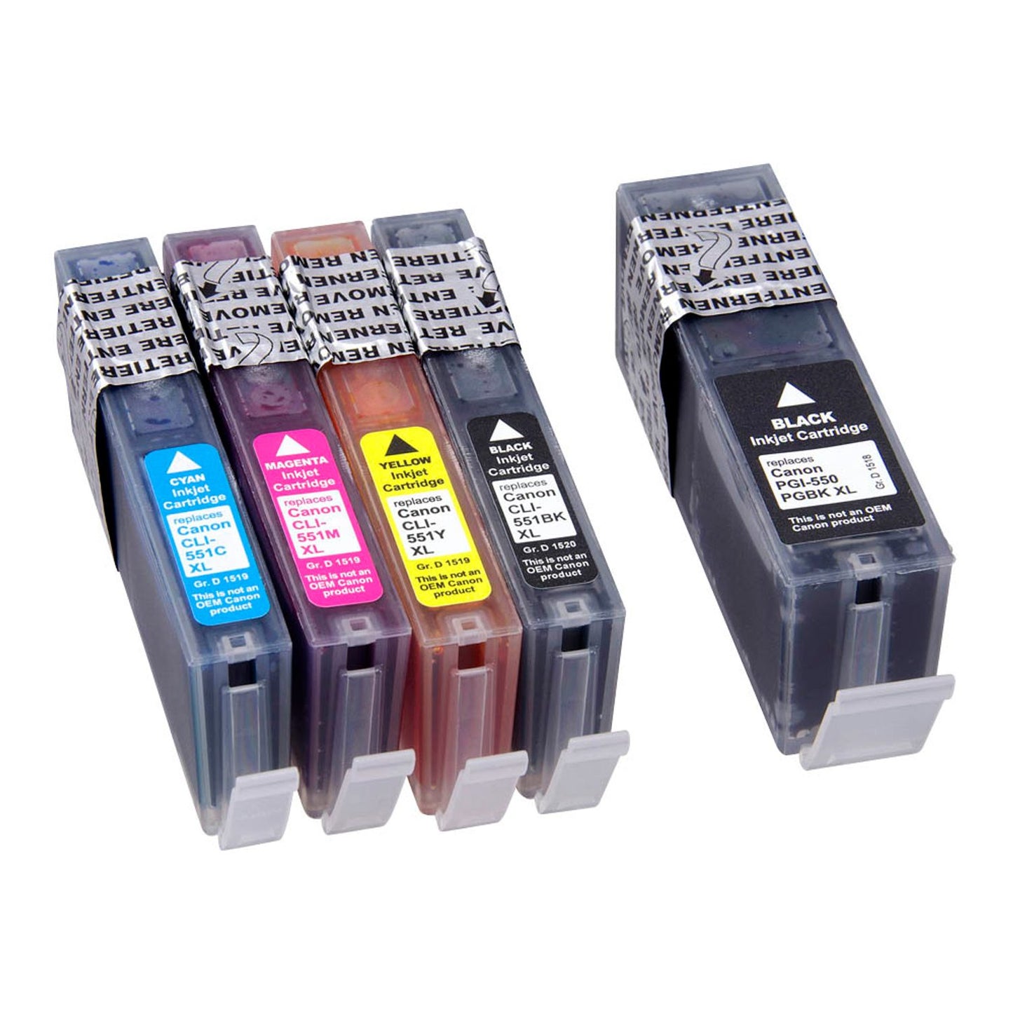 dots schwarz, cyan, magenta, gelb Druckerpatronen kompatibel zu Canon PGI-550 XL BK, CLI-551 XL BK/C/M/Y | 1519,0050-DOTS