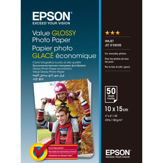 EPSON Fotopapier 10,0 x 15,0 cm hochglänzend 183 g/qm | C13S400038 | 1 Pack = 50 Blatt