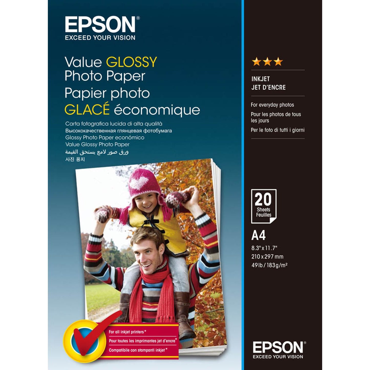 EPSON Fotopapier DIN A4 hochglänzend 183 g/qm | C13S400035 | 1 Pack = 20 Blatt