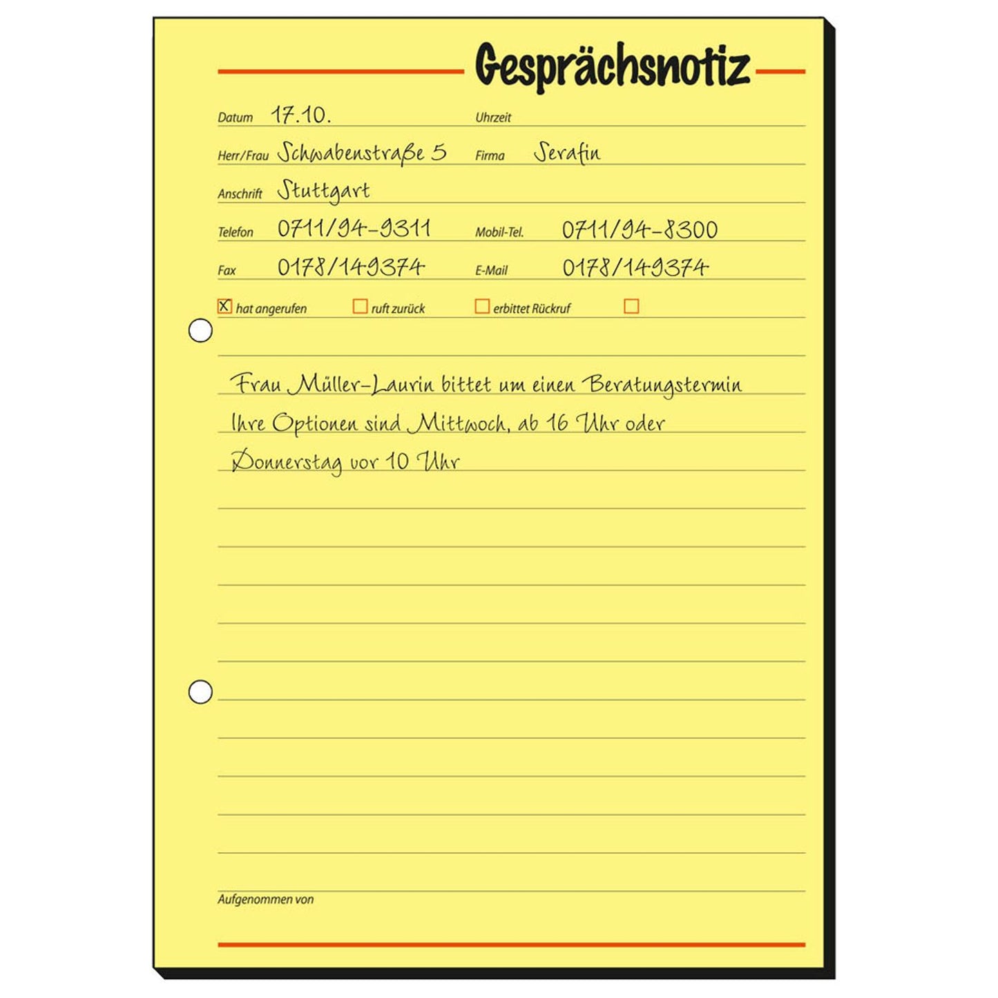SIGEL Gesprächsnotiz Formularbuch | GE513