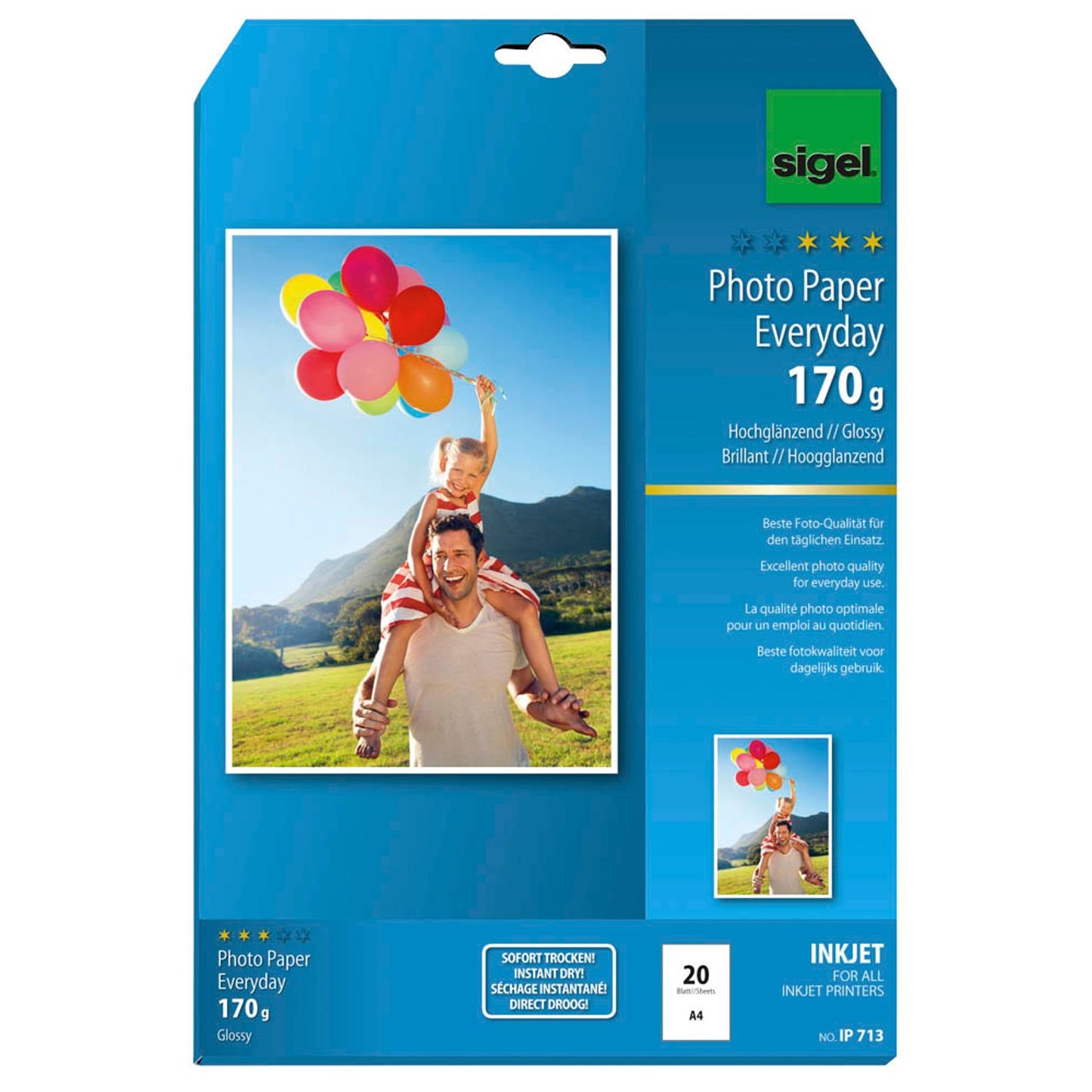 SIGEL Fotopapier DIN A4 hochglänzend 170 g/qm | IP713 | 1 Pack = 20 Blatt