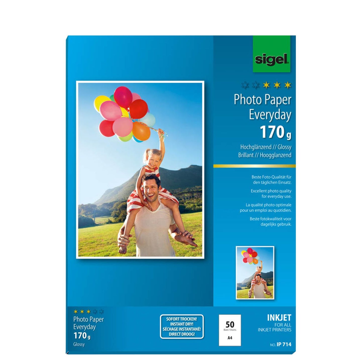 SIGEL Fotopapier DIN A4 hochglänzend 170 g/qm | IP714 | 1 Pack = 50 Blatt