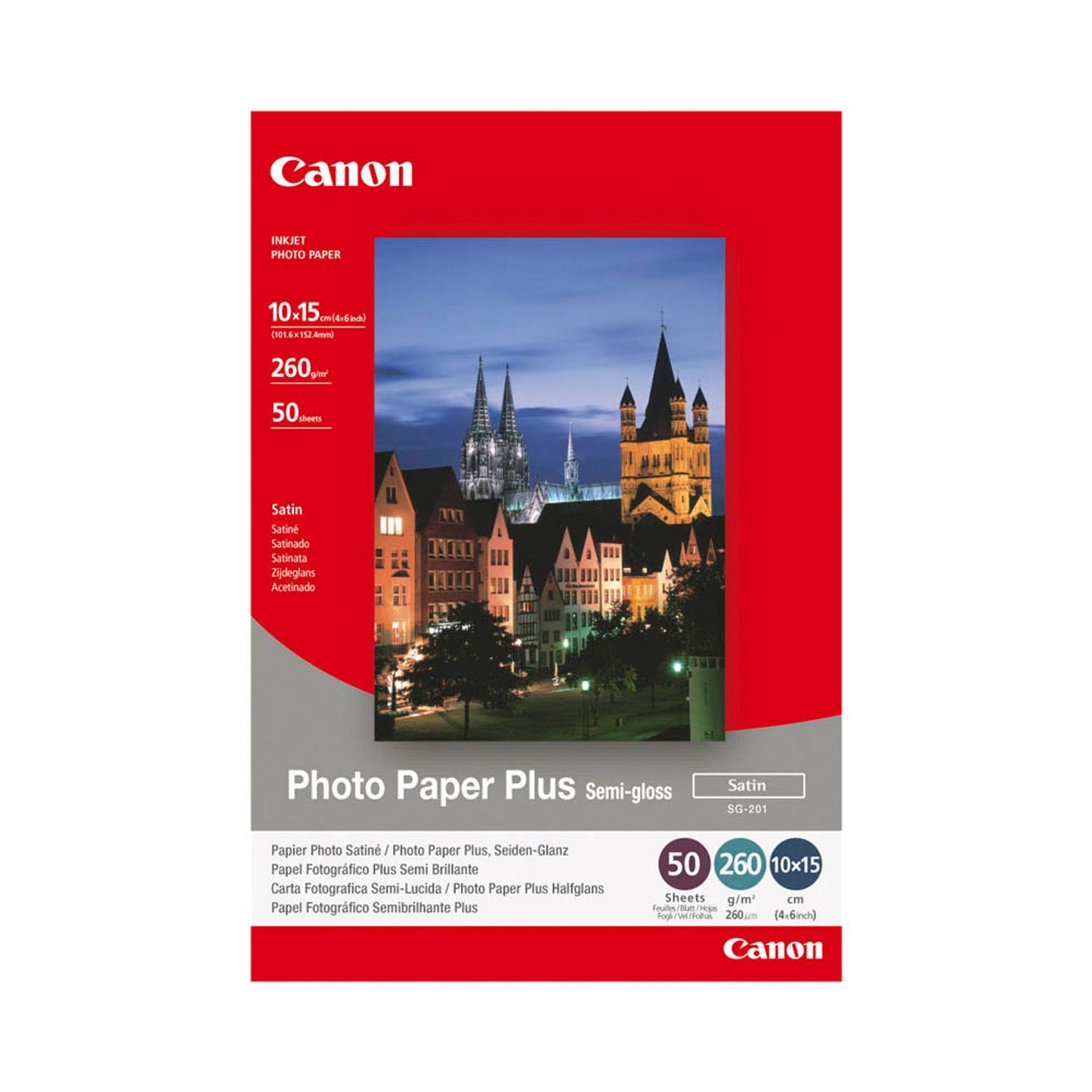Canon Fotopapier SG-201 10,0 x 15,0 cm satiniert 260 g/qm | 1686B015 | 1 Pack = 50 Blatt