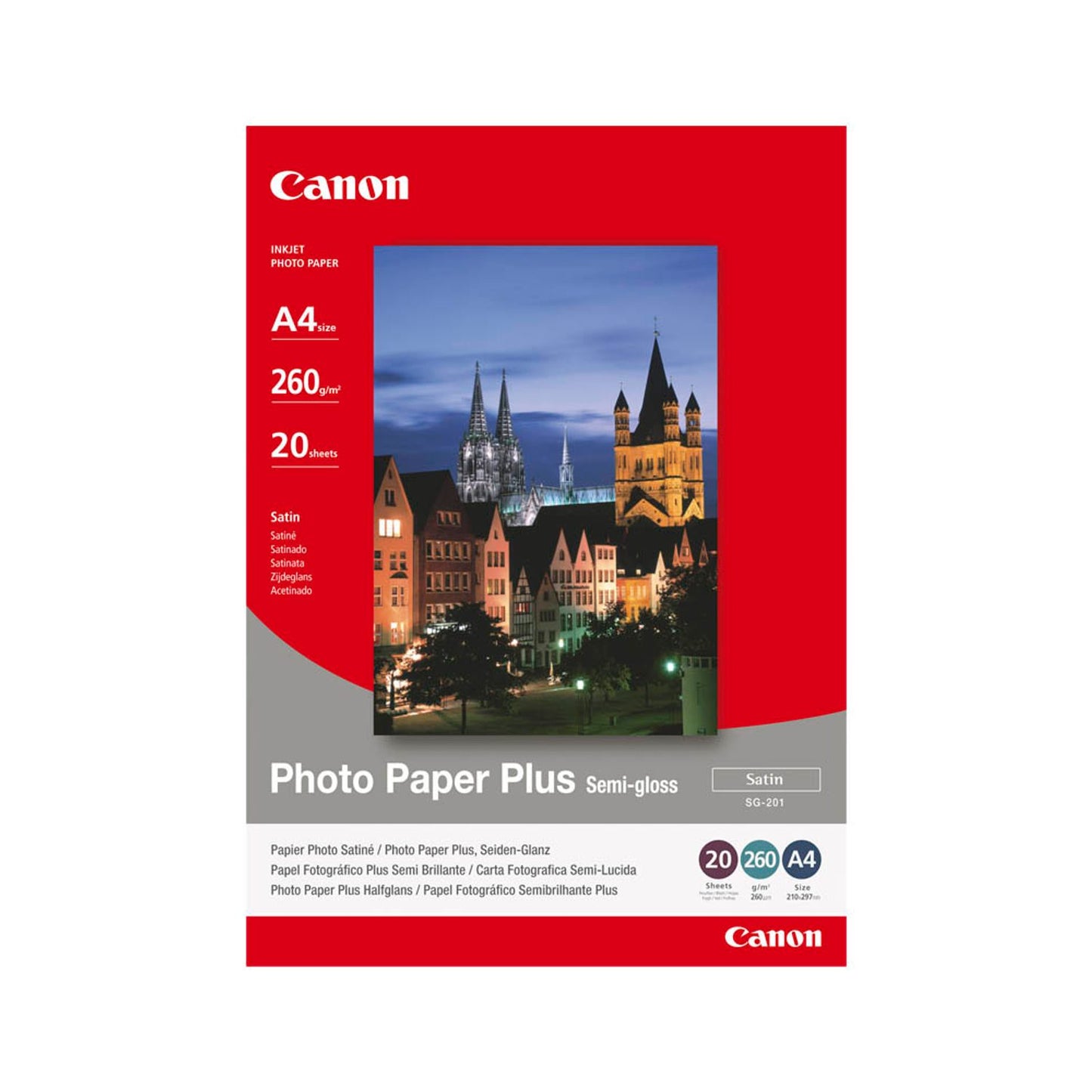 Canon Fotopapier SG-201 DIN A4 satiniert 260 g/qm | 1686B021 | 1 Pack = 20 Blatt
