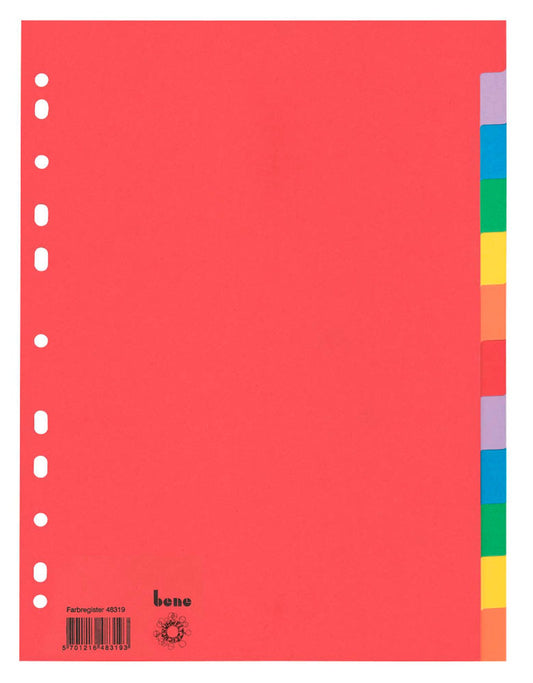 bene Ordnerregister Vollformat blanko farbig, 1 Satz