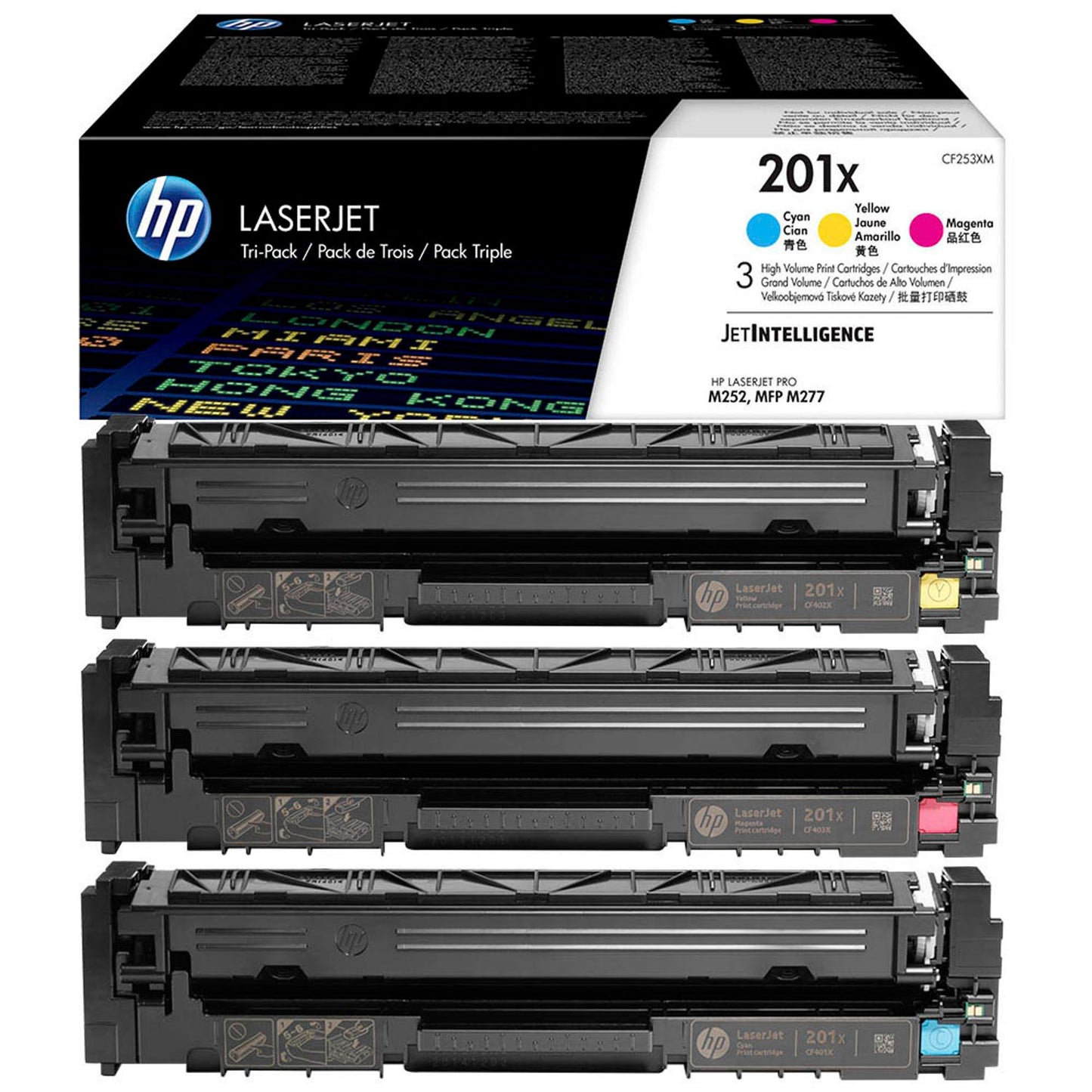 HP 201X () cyan, magenta, gelb Tonerkartuschen, 3er-Set | CF253XM | 1 Pack = 3 St.
