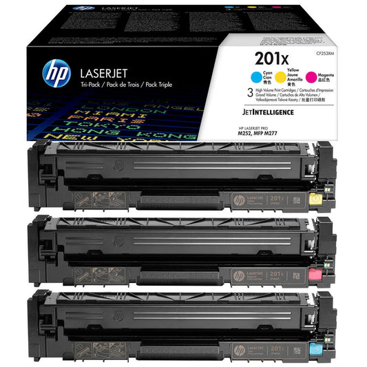 HP 201X () cyan, magenta, gelb Tonerkartuschen, 3er-Set | CF253XM | 1 Pack = 3 St.