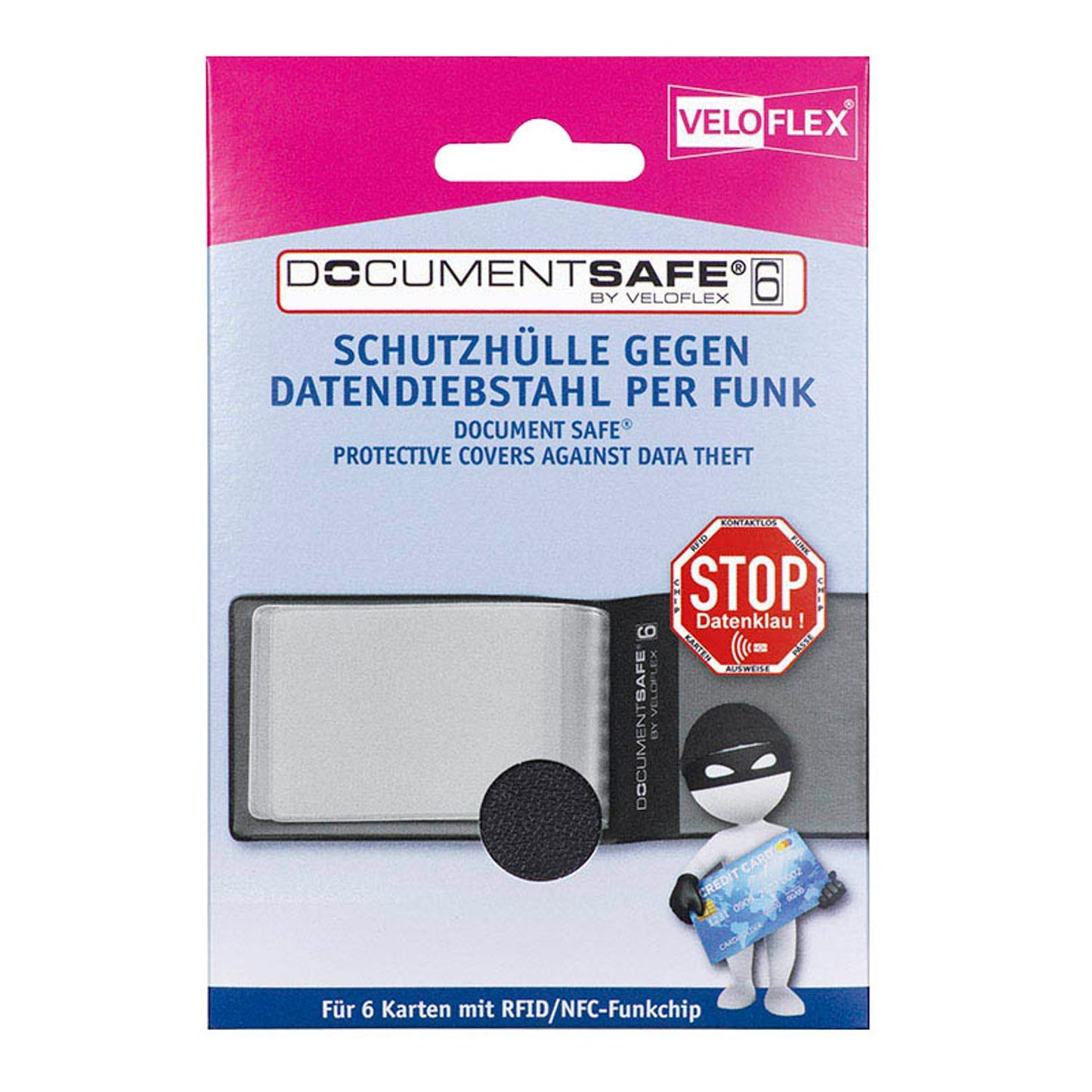 VELOFLEX Kreditkartenhülle Document Safe® schwarz 11,5 x 7,8 cm | 3276800