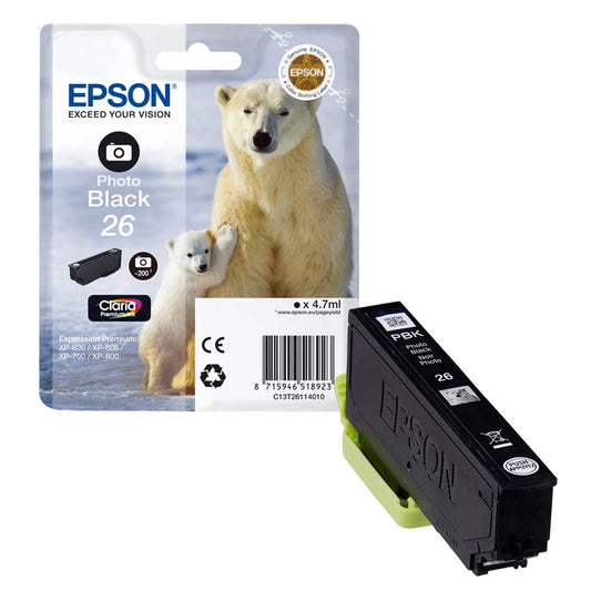 EPSON 26 / T2611 Foto schwarz Druckerpatrone | C13T26114012