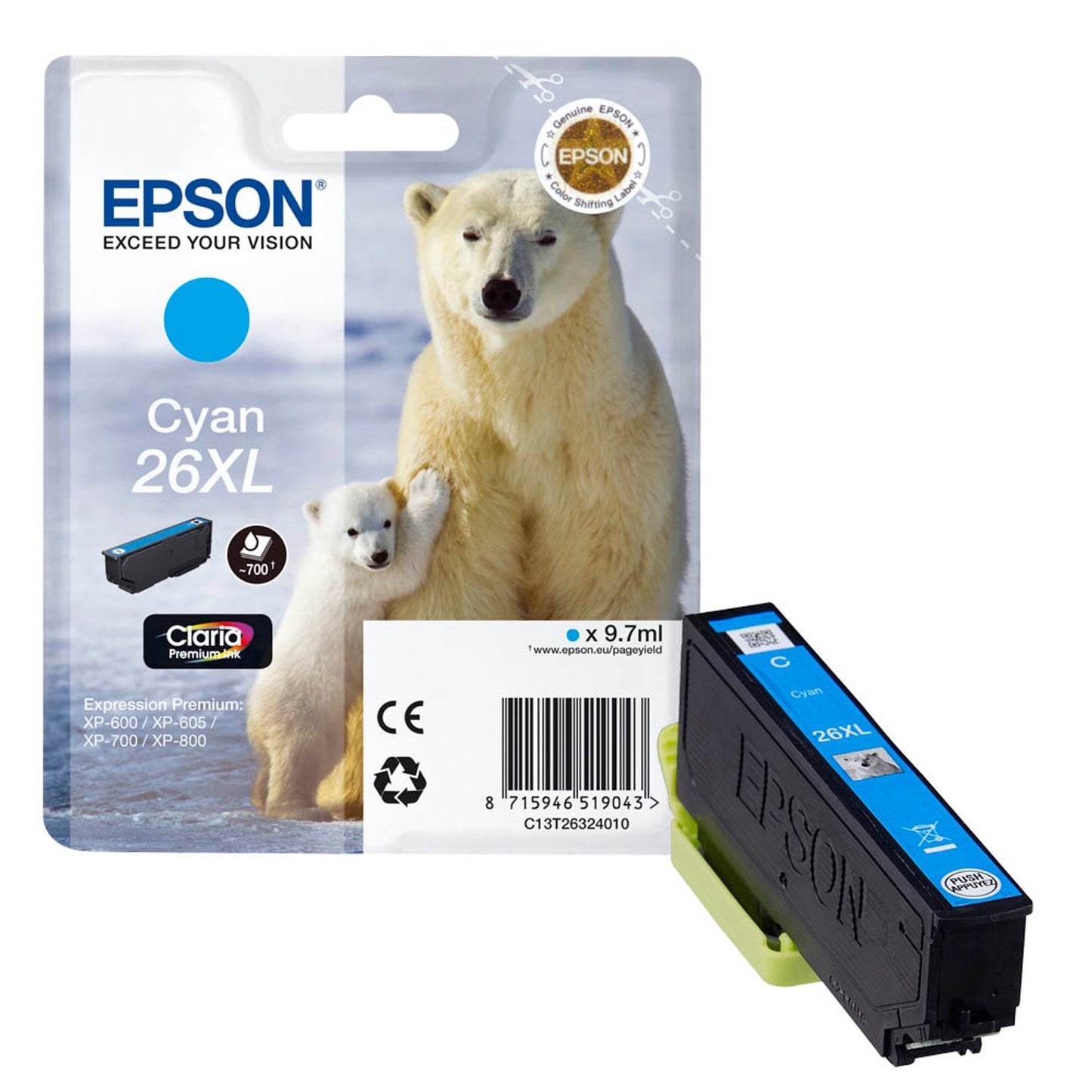 EPSON 26 XL / T2632 XL cyan Druckerpatrone | C13T26324012