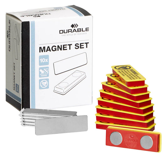 DURABLE Selbstklebende Magnete rot/gelb | 891700 | 1 Pack = 10 St.