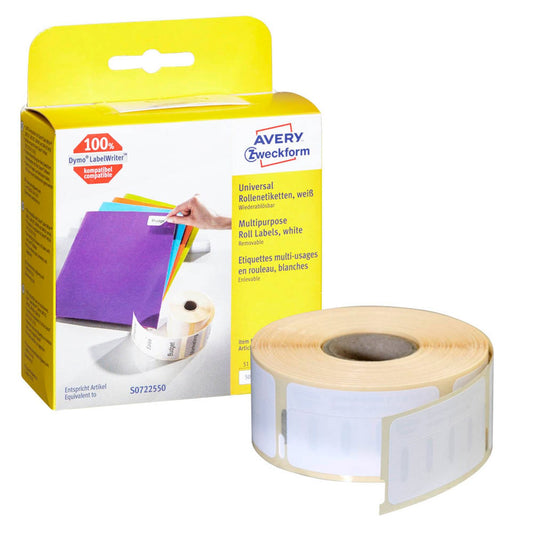 AVERY Zweckform Etikettenrolle für Etikettendrucker weiß, 51,0 x 19,0 mm, 1 x 500 Etiketten | AS0722550 | 1 Pack = 500 Etiketten