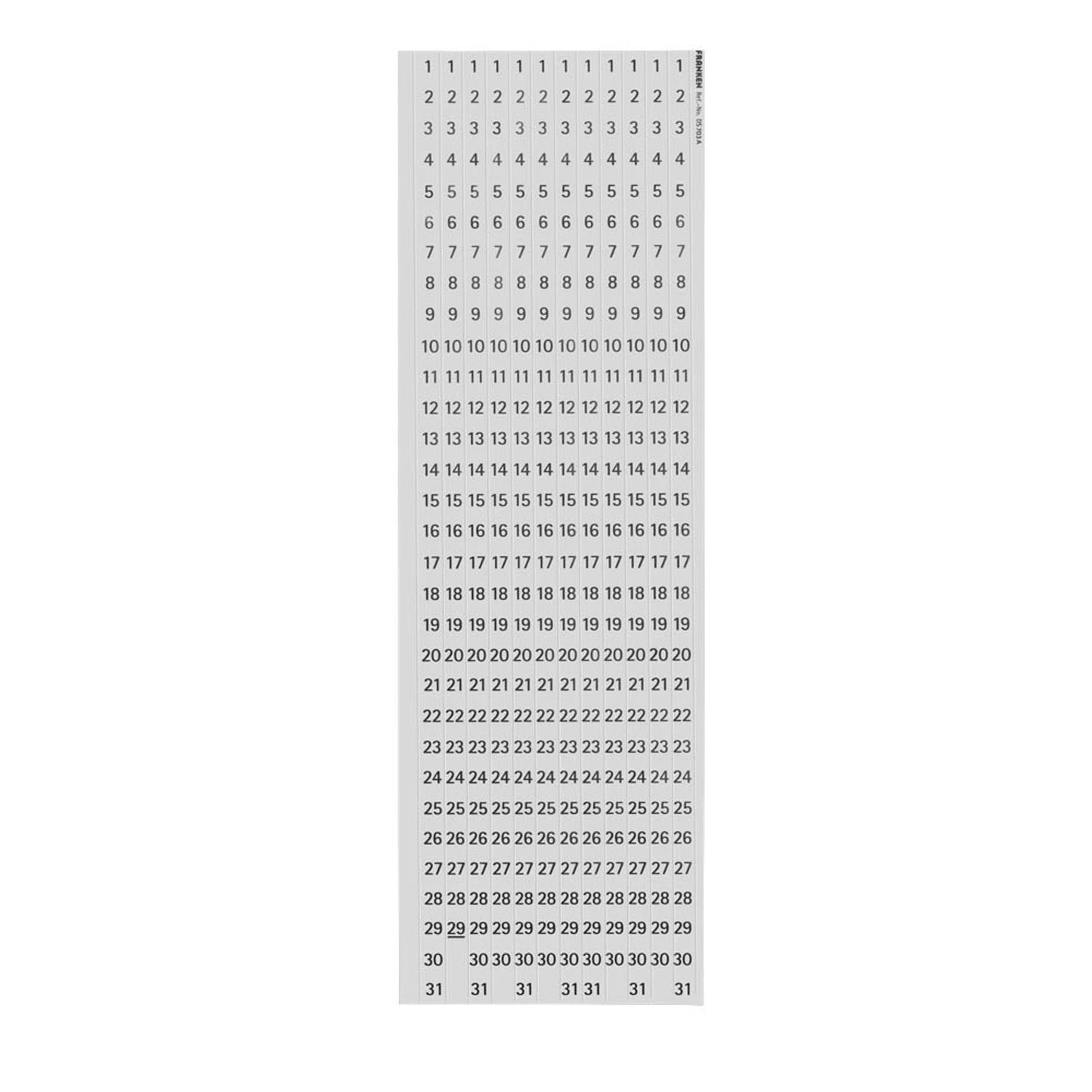FRANKEN Datumsstreifen transparent für Jahresplaner | DS703A | 1 Pack = 12 Streifen