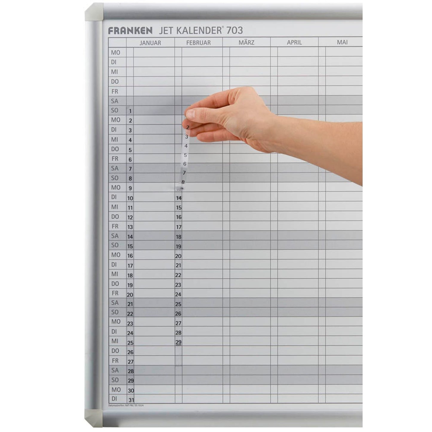 FRANKEN Datumsstreifen transparent für Jahresplaner | DS703A | 1 Pack = 12 Streifen