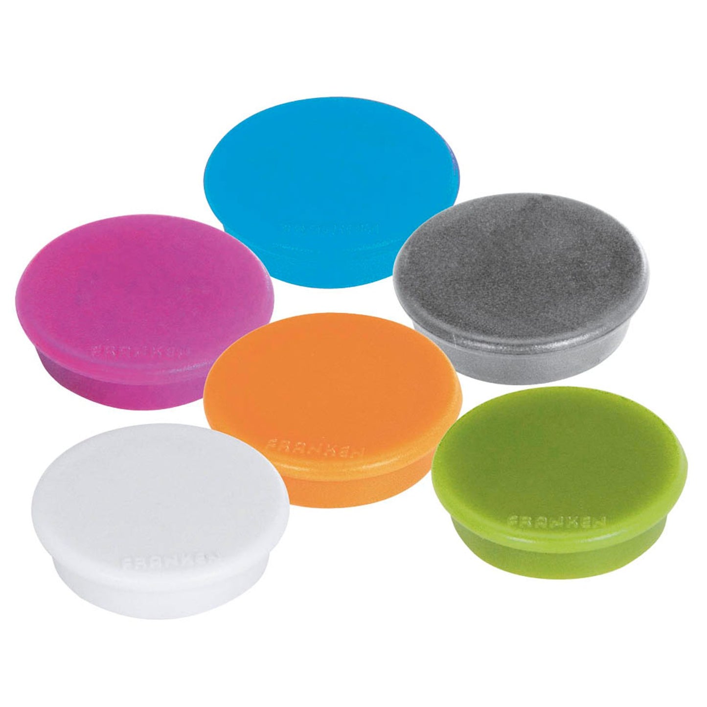 FRANKEN MagFun Magnete farbsortiert, Kunststoff Ø 3,2 x 0,7 cm | HML30 99 | 1 Pack = 10 St.