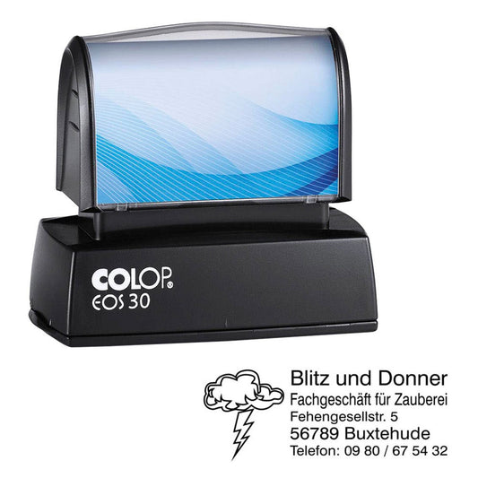 COLOP Textstempel, individualisierbar EOS 30 selbstfärbend blau, schwarz, rot