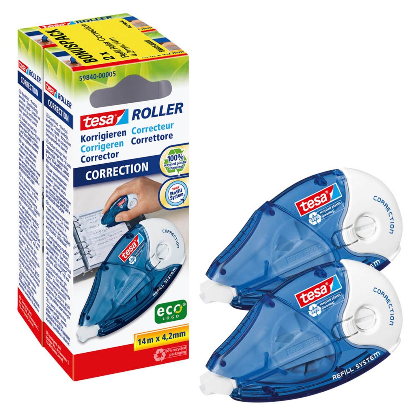 tesa Korrekturroller 4,2 mm | 59605-00000-06 | 1 Aktionspack = 2 St.