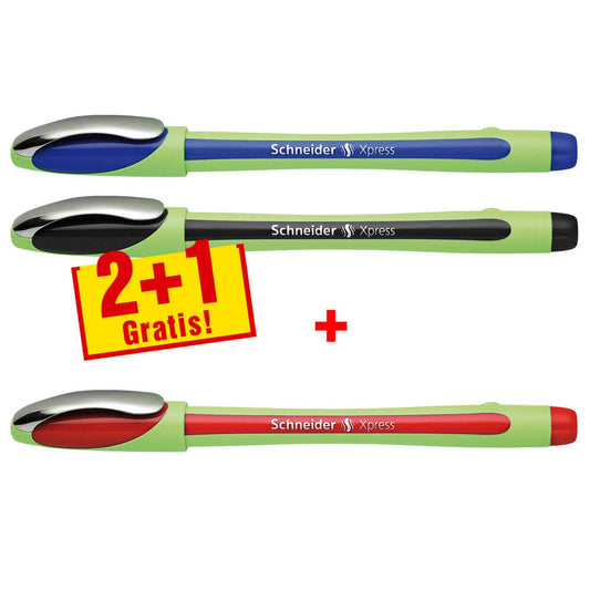 Schneider + 1 GRATIS: Xpress Fineliner farbsortiert 0,8 mm, . + GRATIS 1 Fineliner Xpress rot | 190093 | 1 Aktionspack = 2 St.