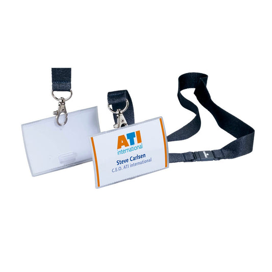 DURABLE Click Fold Namensschilder mit Textilband 9,0 x 5,4 cm | 821719 | 1 Pack = 10 St.
