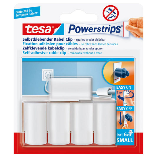 tesa Kabelclips Powerstrips Kabel-Clip weiß | 58035-00016-20 | 1 Pack = 5 St.