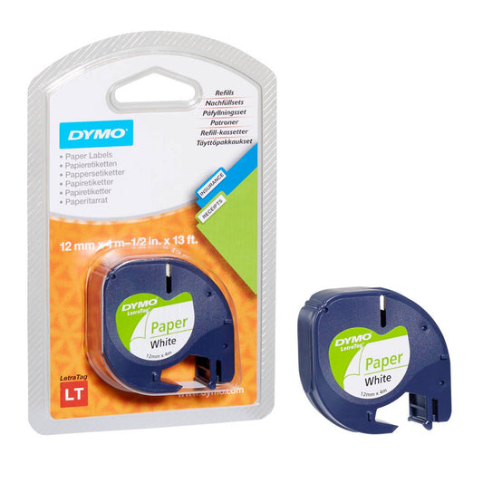 DYMO Schriftband LetraTag 91220 , 12 mm schwarz auf weiß | S0721510
