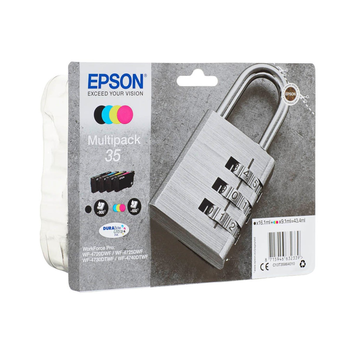 EPSON 35 / T3586 schwarz, cyan, magenta, gelb Druckerpatronen, 4er-Set | C13T35864010 | 1 Pack = 4 St.