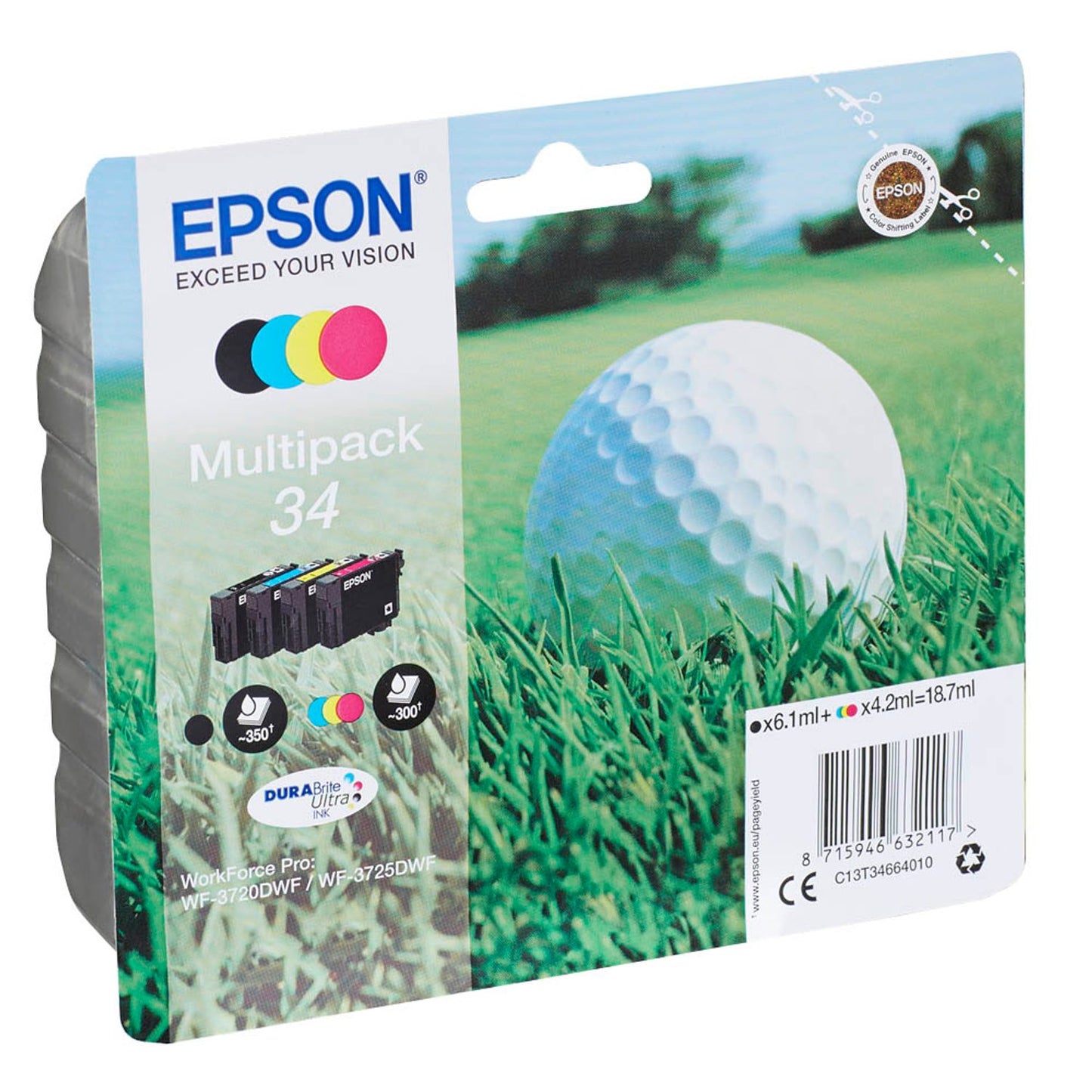 EPSON 34 / T3466 schwarz, cyan, magenta, gelb Druckerpatronen, 4er-Set | C13T34664010 | 1 Pack = 4 St.