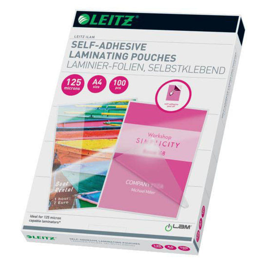 LEITZ Laminierfolien glänzend für A4 125 micron selbstklebender Rücken | 16925 | 1 Pack = 100 St.