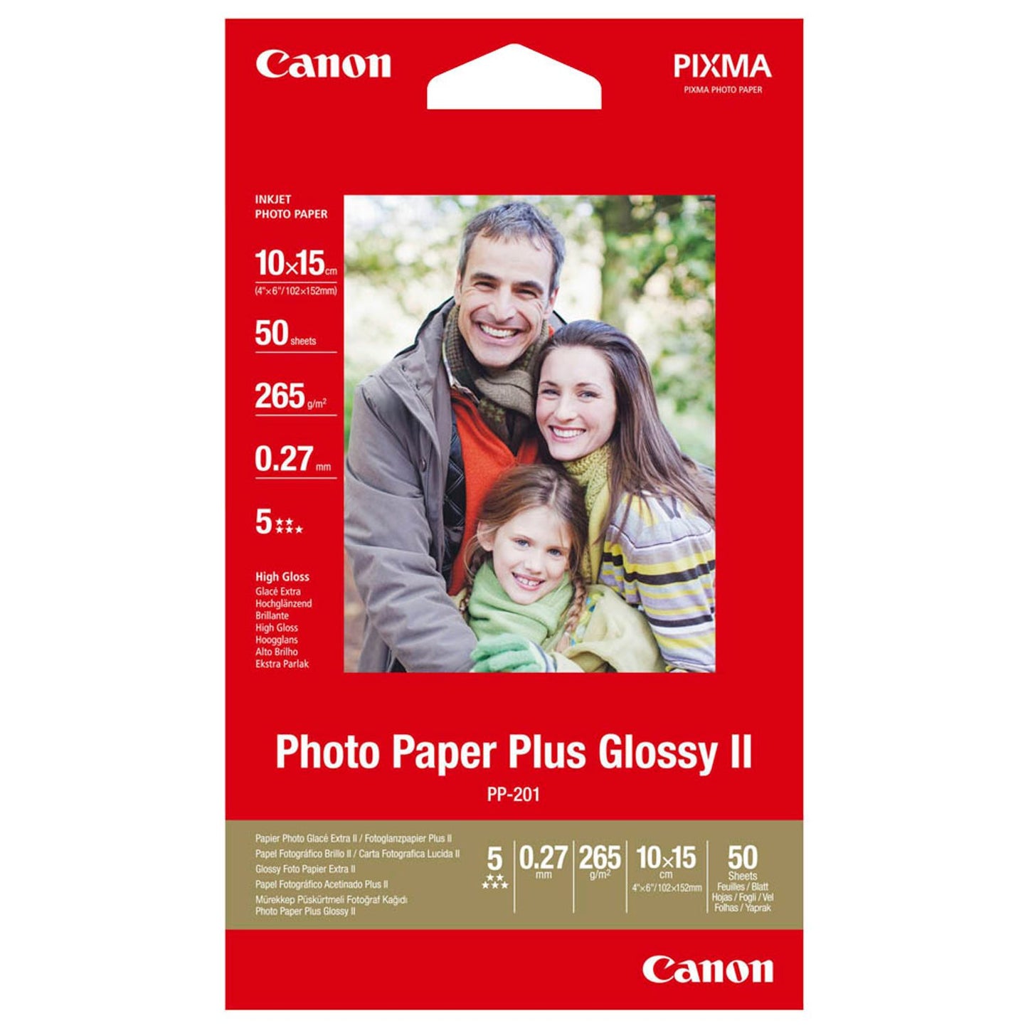 Canon Fotopapier PP-201 10,0 x 15,0 cm hochglänzend 265 g/qm | 2311B003 | 1 Pack = 50 Blatt