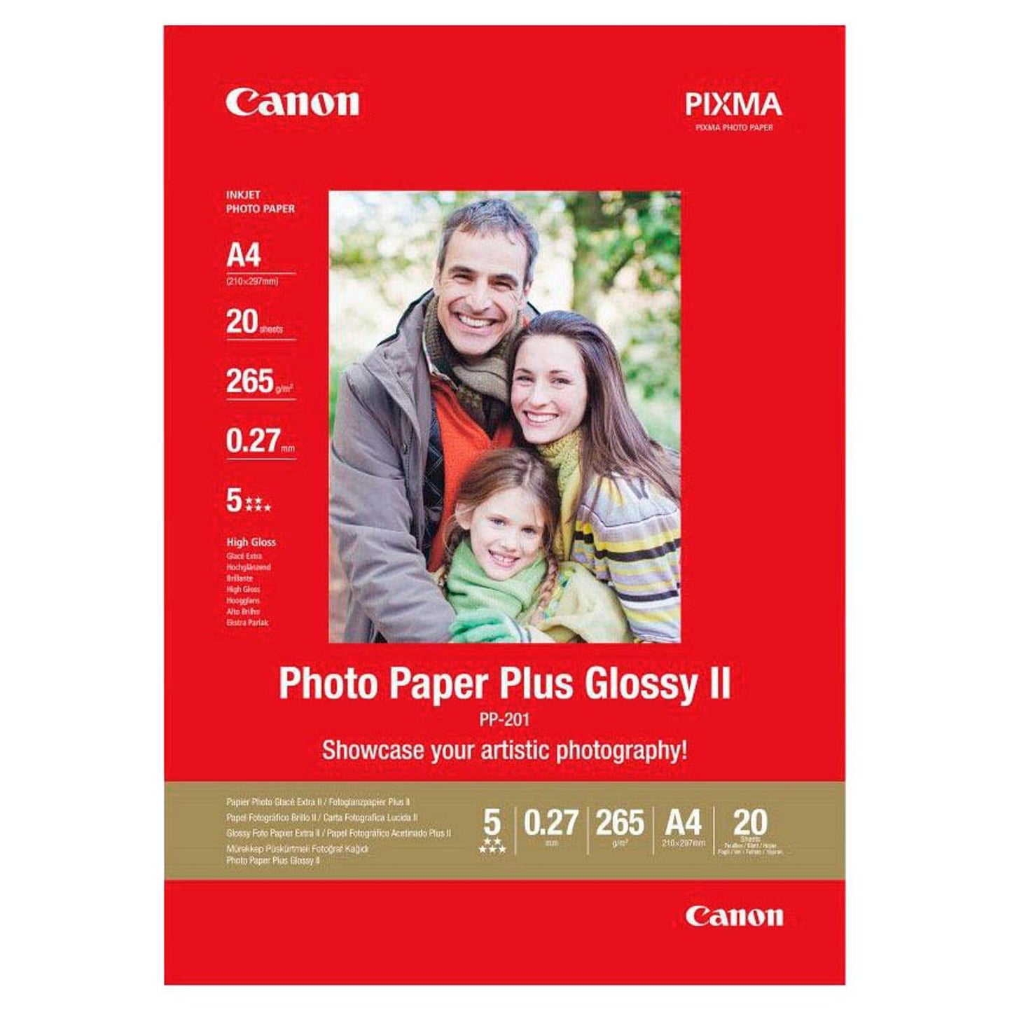 Canon Fotopapier PP-201 DIN A4 hochglänzend 265 g/qm | 2311B019 | 1 Pack = 20 Blatt