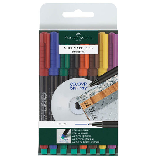 FABER-CASTELL MULTIMARK Folienstifte-Set farbsortiert permanent | 151309 | 1 Pack = 8 St.