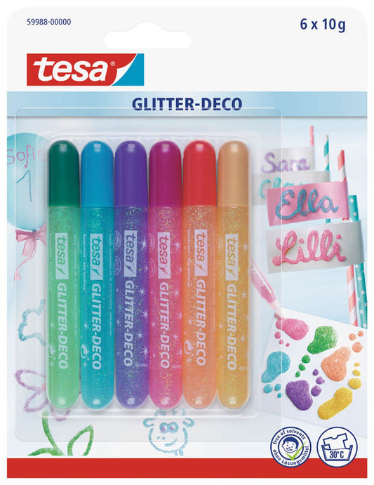 6 tesa Glitter Deco Colors Klebestifte 6x 10,0 g