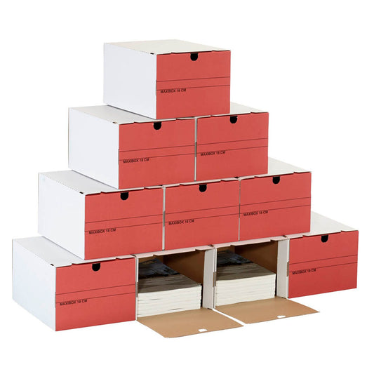 Top-Print Archivboxen weiß/rot 24,4 x 32,1 x 18,5 cm | 558K10 | 1 Pack = 10 St.