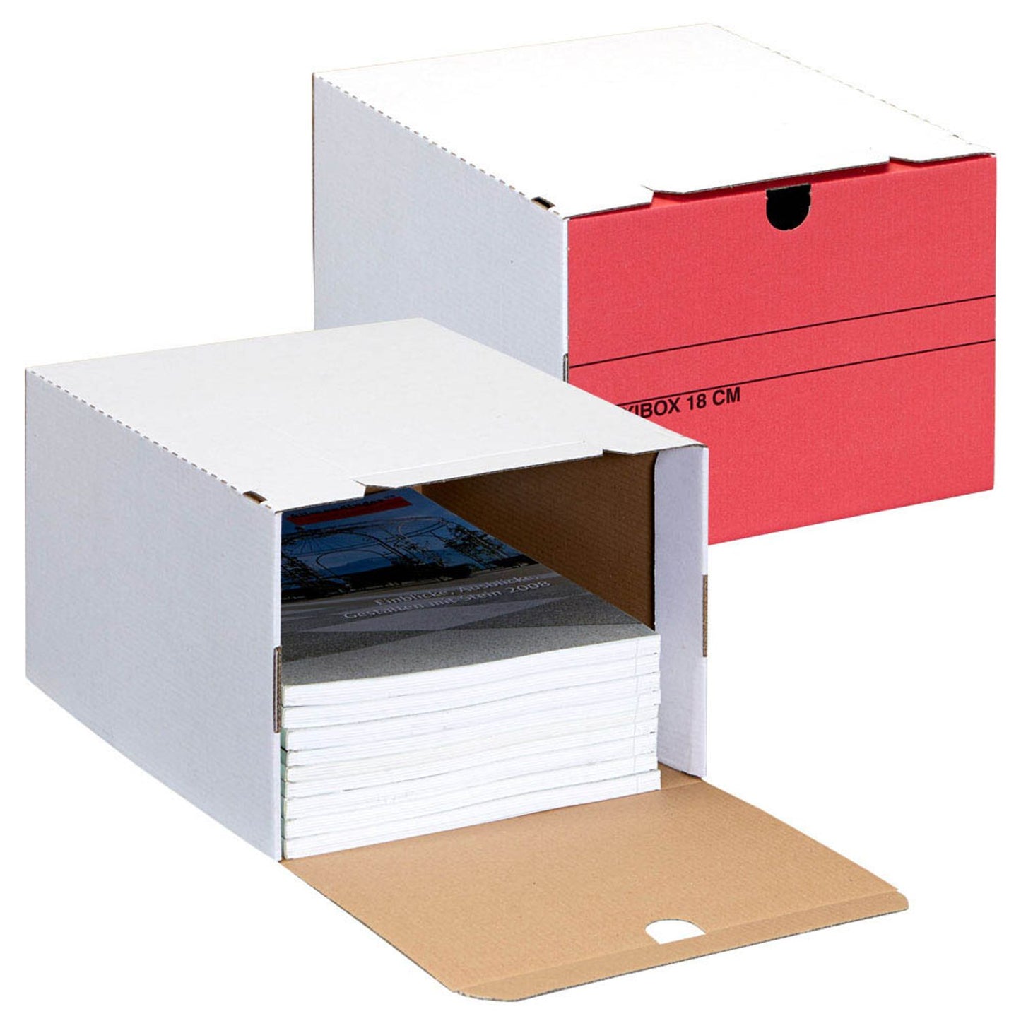 Top-Print Archivboxen weiß/rot 24,4 x 32,1 x 18,5 cm | 558K10 | 1 Pack = 10 St.