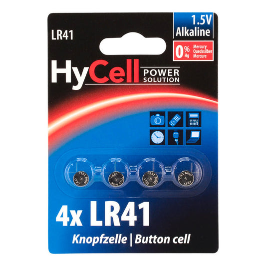 HyCell Knopfzellen LR41 1,5 V | 1516-0025 | 1 Pack = 4 St.