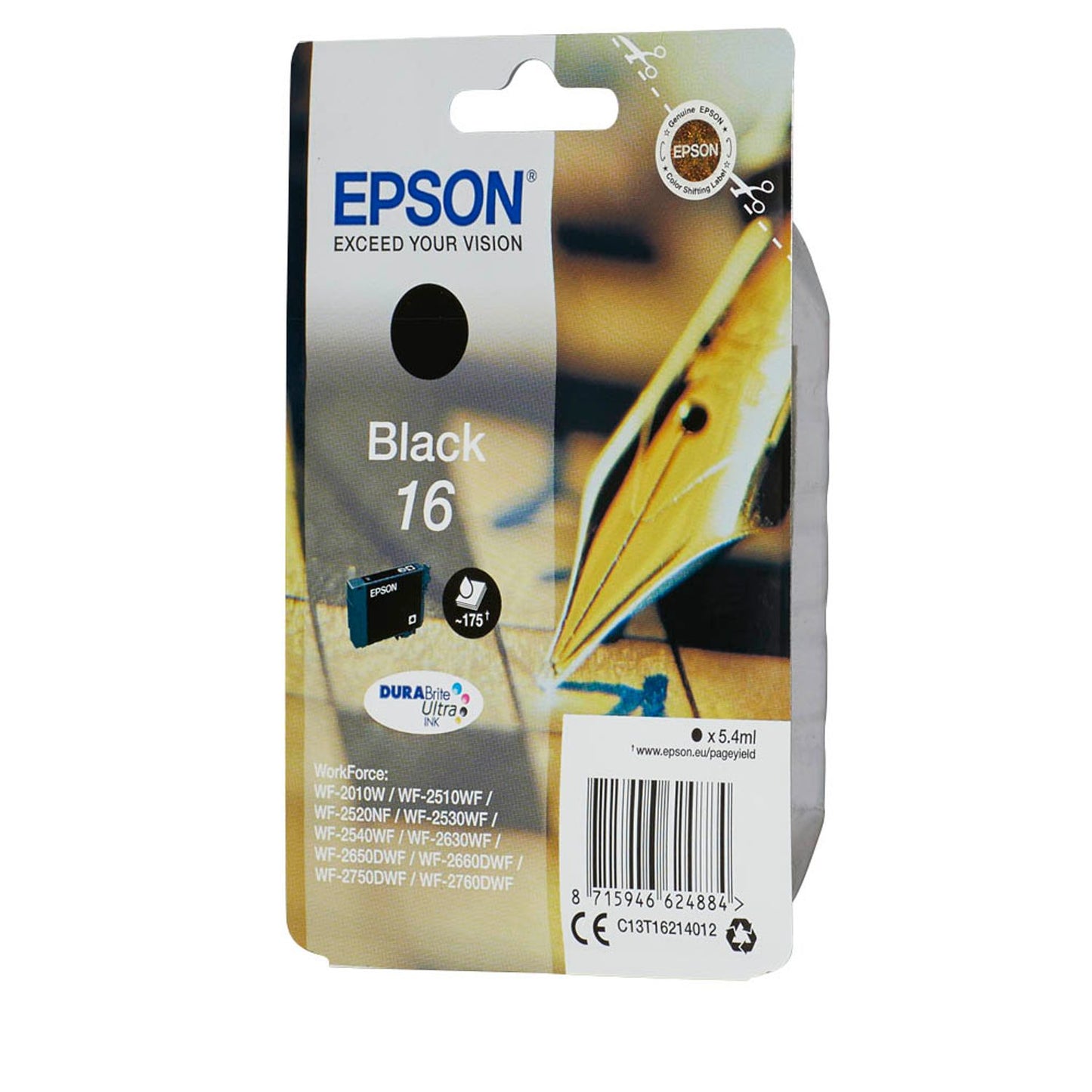 EPSON 16 / T1621 schwarz Druckerpatrone | C13T16214012