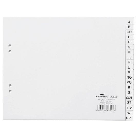 DURABLE Ordnerregister Halbformat A-Z weiß 20-teilig, 1 Satz | 610002