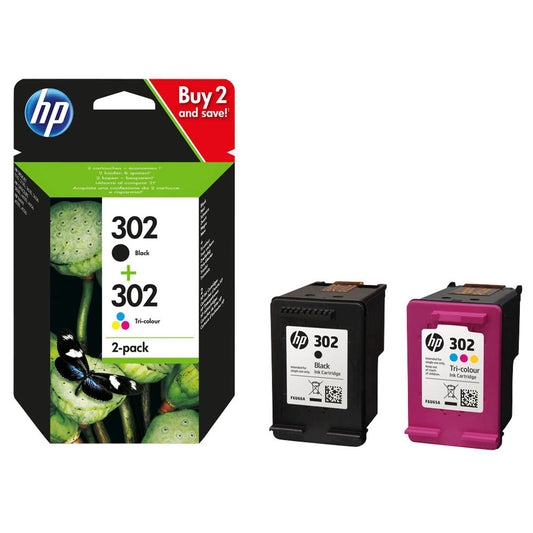 HP 302 () schwarz, color Druckerpatronen, 2er-Set | X4D37AE | 1 Pack = 2 St.