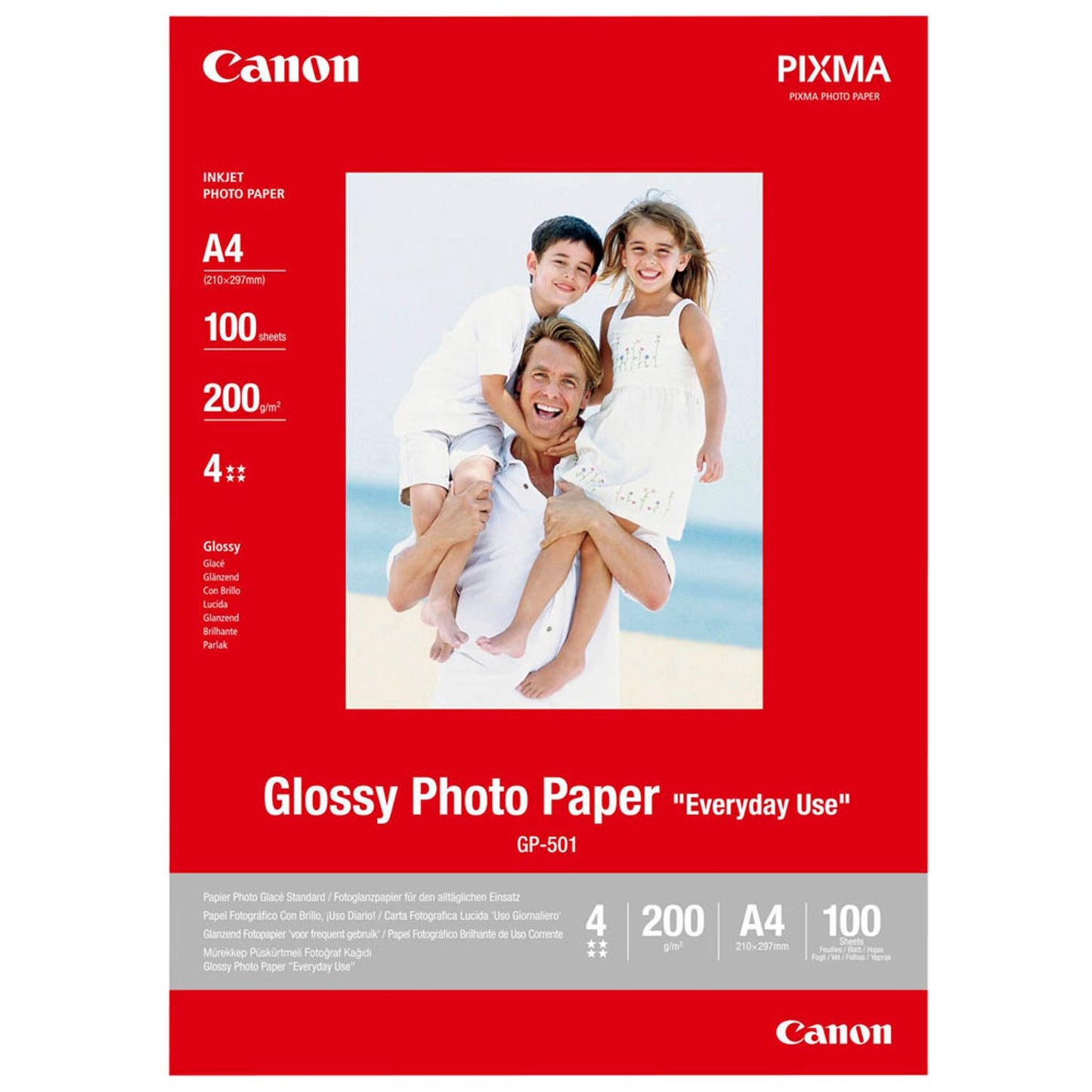 Canon Fotopapier GP-501 DIN A4 hochglänzend 200 g/qm | 0775B001 | 1 Pack = 100 Blatt