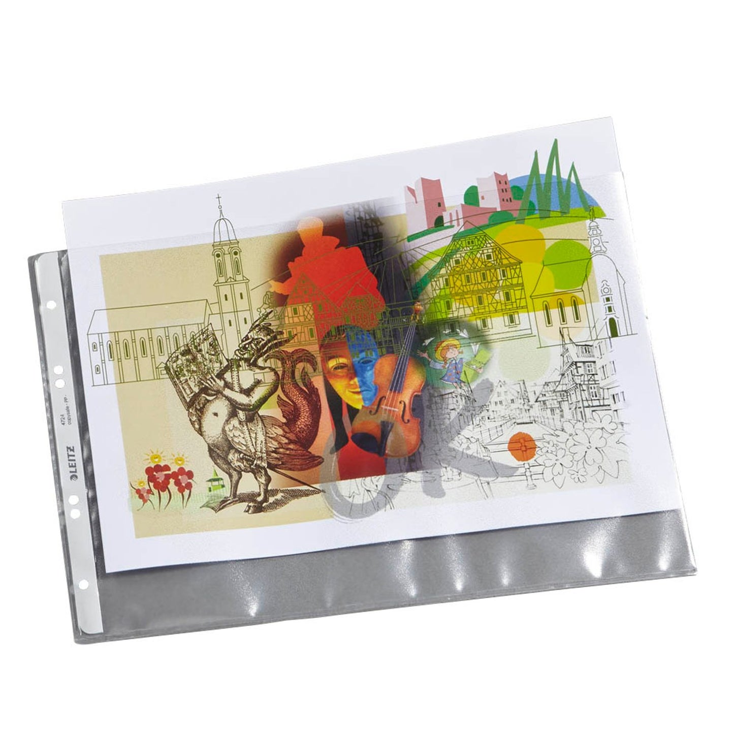 LEITZ Prospekthüllen 4724 DIN A4 quer transparent genarbt 0,13 mm | 47240003 | 1 Pack = 50 St.