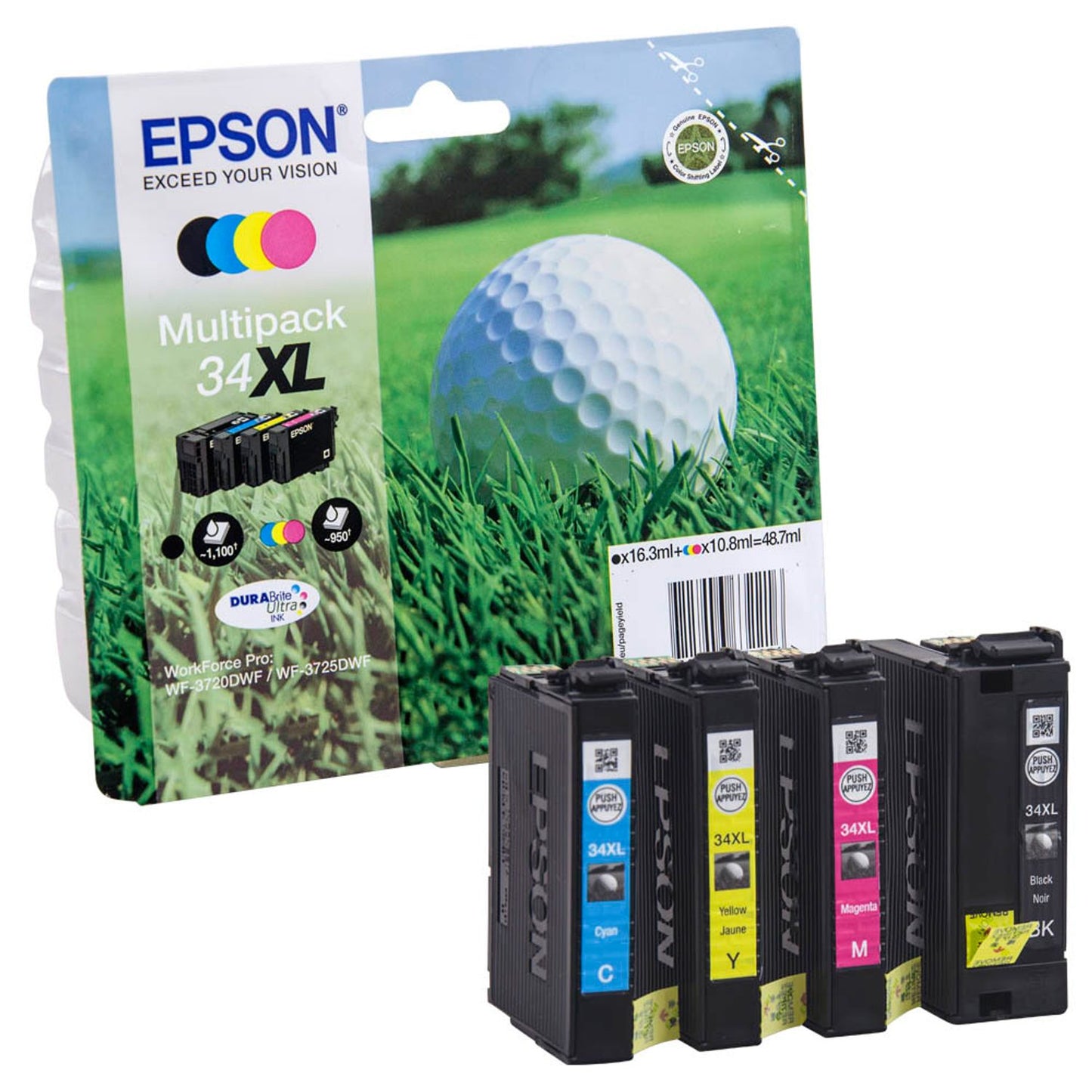 EPSON 34XL / T3476XL schwarz, cyan, magenta, gelb Druckerpatronen, 4er-Set | C13T34764010 | 1 Pack = 4 St.