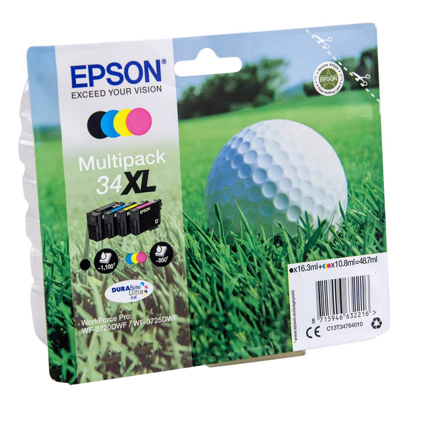 EPSON 34XL / T3476XL schwarz, cyan, magenta, gelb Druckerpatronen, 4er-Set | C13T34764010 | 1 Pack = 4 St.