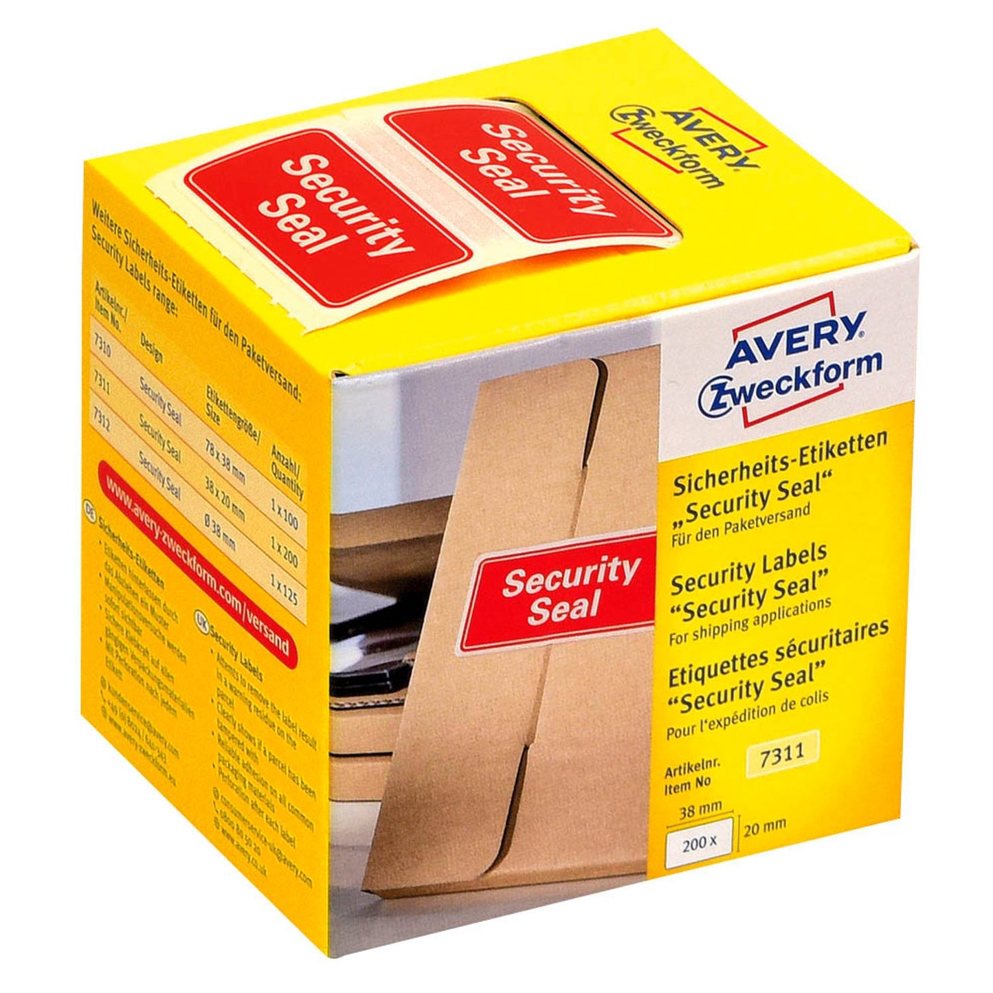 AVERY Zweckform Sicherheitssiegel rot »Security Seal« 38,0 x 20,0 mm | 7311 | 1 Pack = 200 Etiketten