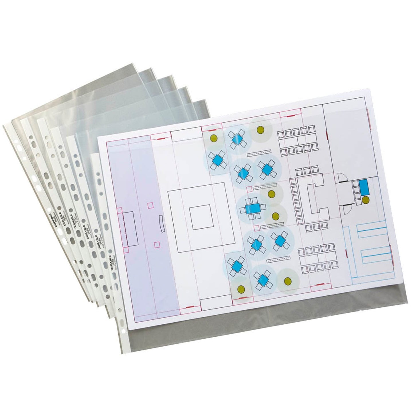 DURABLE Prospekthüllen DIN A3 transparent genarbt 0,06 mm | 267019 | 1 Pack = 50 St.