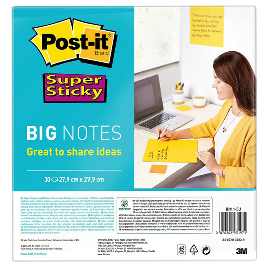 Post-it® Super Sticky Big Notes Jumbo-Haftnotizen extrastark gelb, 1 Block | BN11-EU