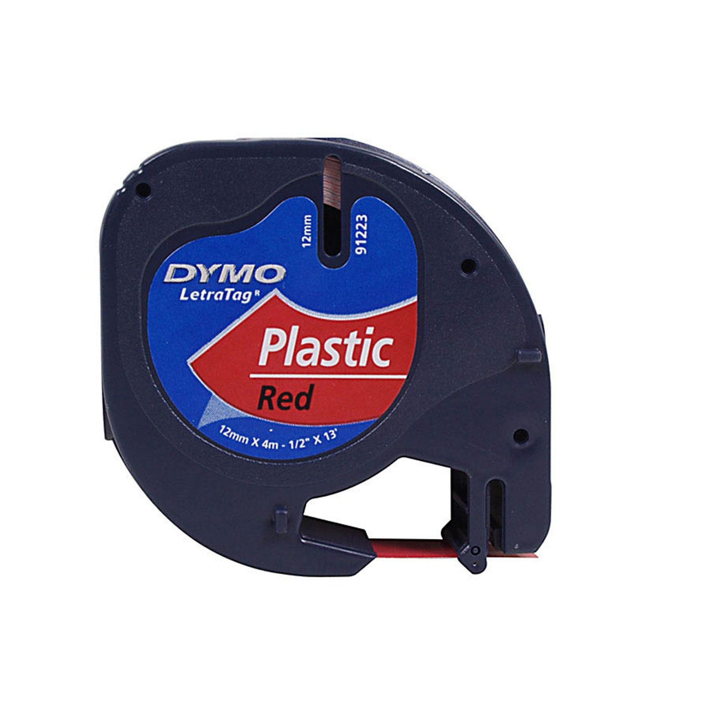 DYMO Schriftband LetraTag 91223 , 12 mm schwarz auf rot | S0721630
