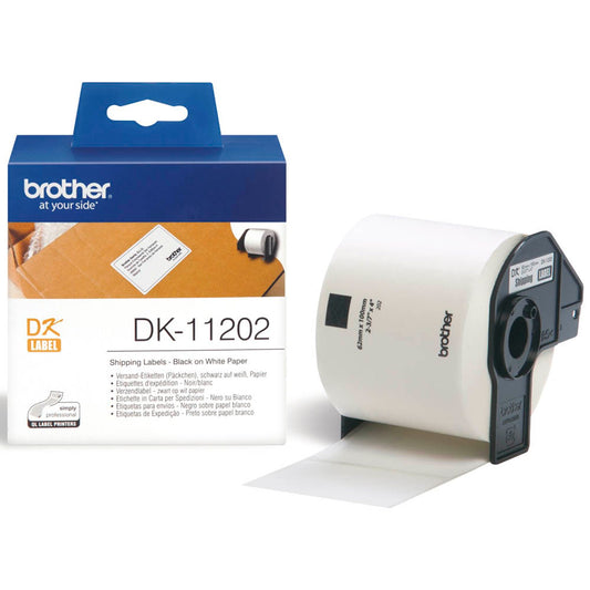 brother Etikettenrolle für Etikettendrucker weiß, 62,0 x 100,0 mm, 1 x 300 Etiketten | DK11202 | 1 Pack = 300 Etiketten