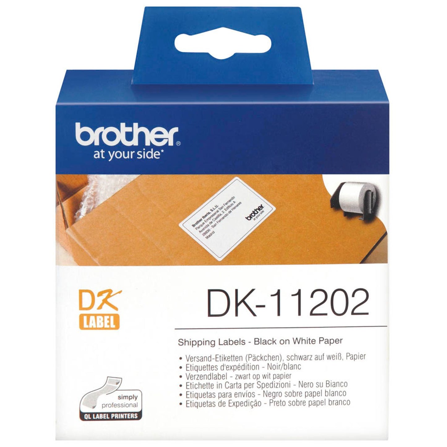 brother Etikettenrolle für Etikettendrucker weiß, 62,0 x 100,0 mm, 1 x 300 Etiketten | DK11202 | 1 Pack = 300 Etiketten