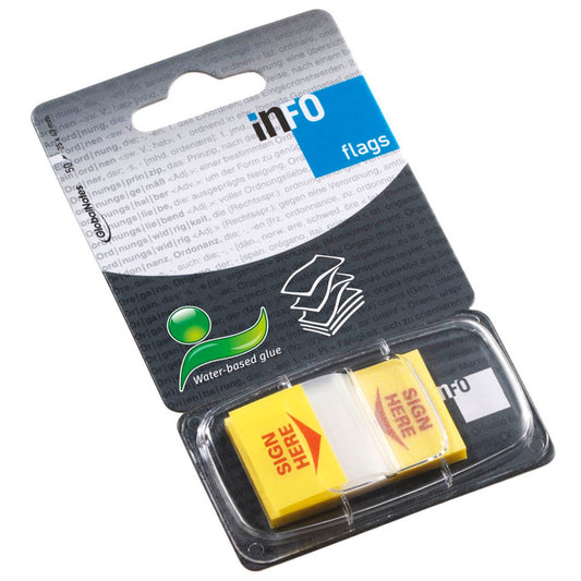inFO Haftmarker gelb "SIGN HERE" 50 Streifen | 7729-11 | 1 Pack = 50 Streifen
